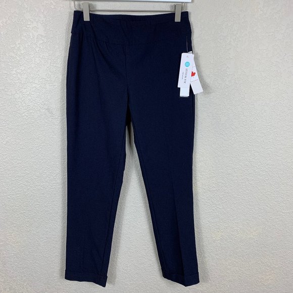 Tribal Pants - NWT Tribal Fia Blue Cuffed Straight Pants 4